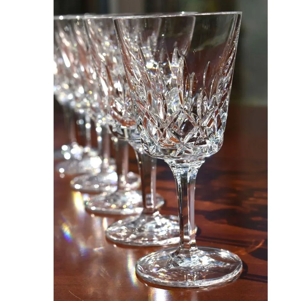 Set of 6 Gorham Crystal King Edward Clarets / Wine Glasses 6” - w/ Original Box